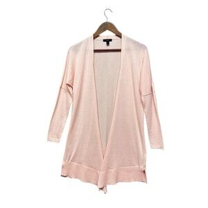 J Crew Sweater Womens Size‎ XS Open Front Pink Merino Wool Lightweight Cardigan